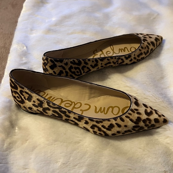 SOLD Sz 6 Sam Edelman NEW Sally Pointed Toe Cheetah Calf Hair Leather Flats - Picture 10 of 15
